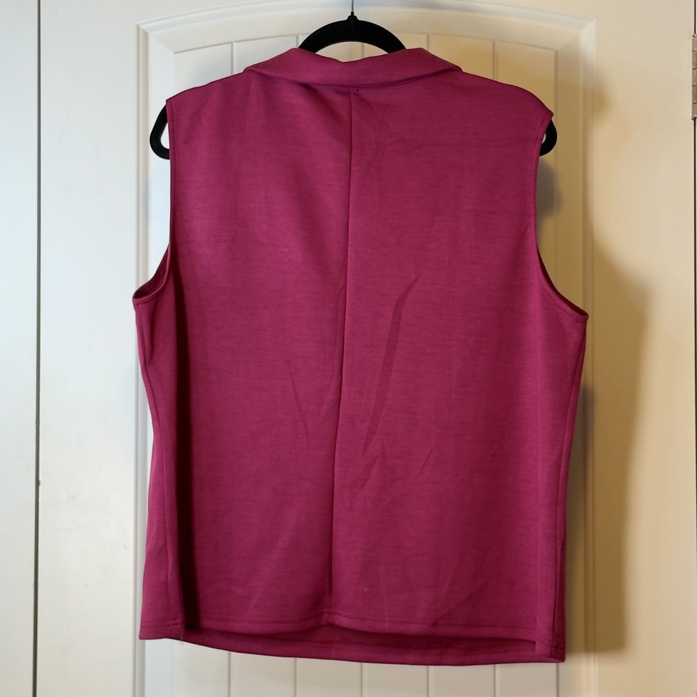 NWOT Coo Chic Magenta Sleeveless 2X Top/Wide Crop Leg Drawstring Pants Set - Picture 5 of 16